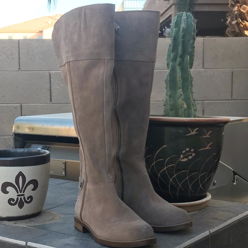 Franco Sarto - Suede Wide Calf Boots Beige